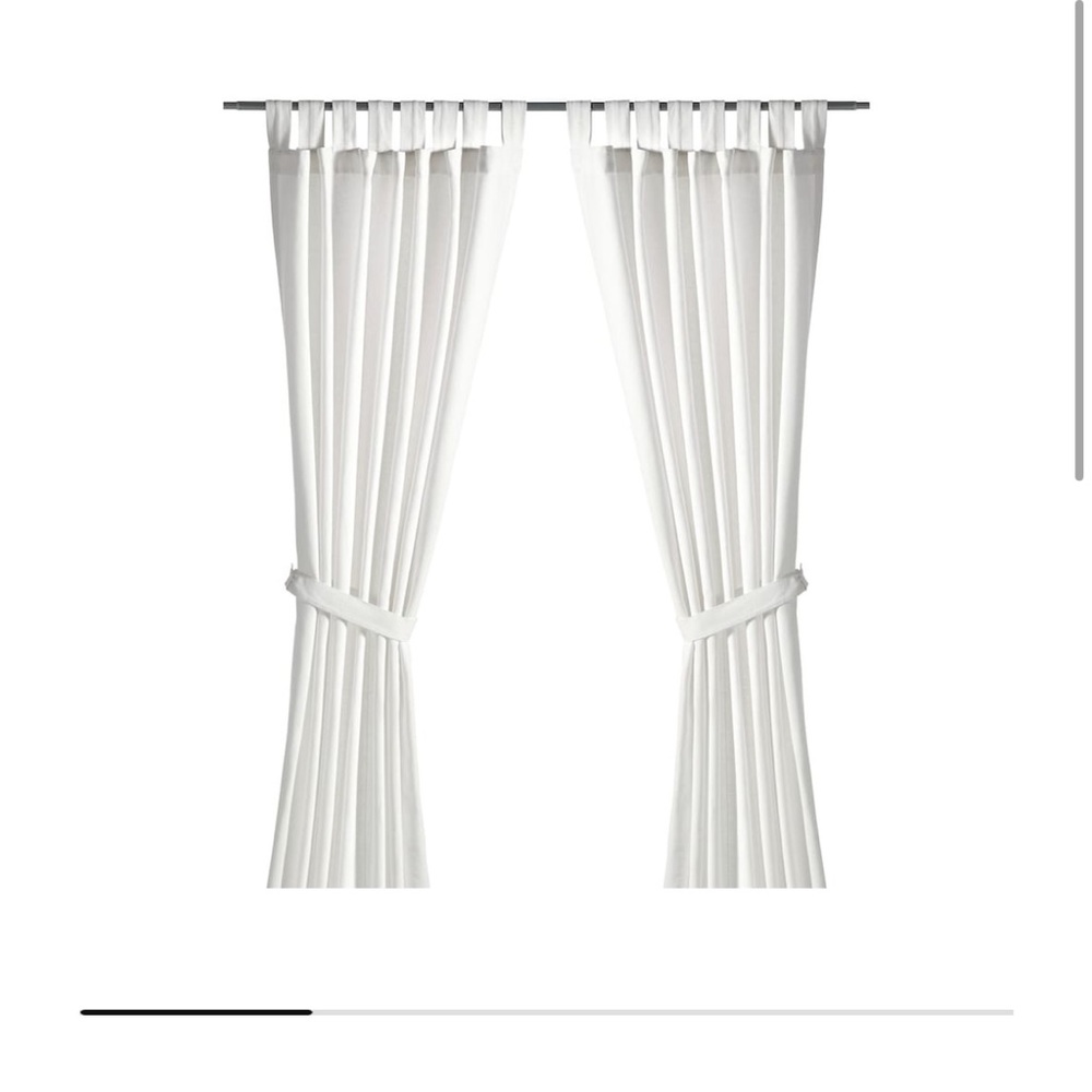 2 sets (4 panels) IKEA Lenda curtains, 55”x98”, with tie backs